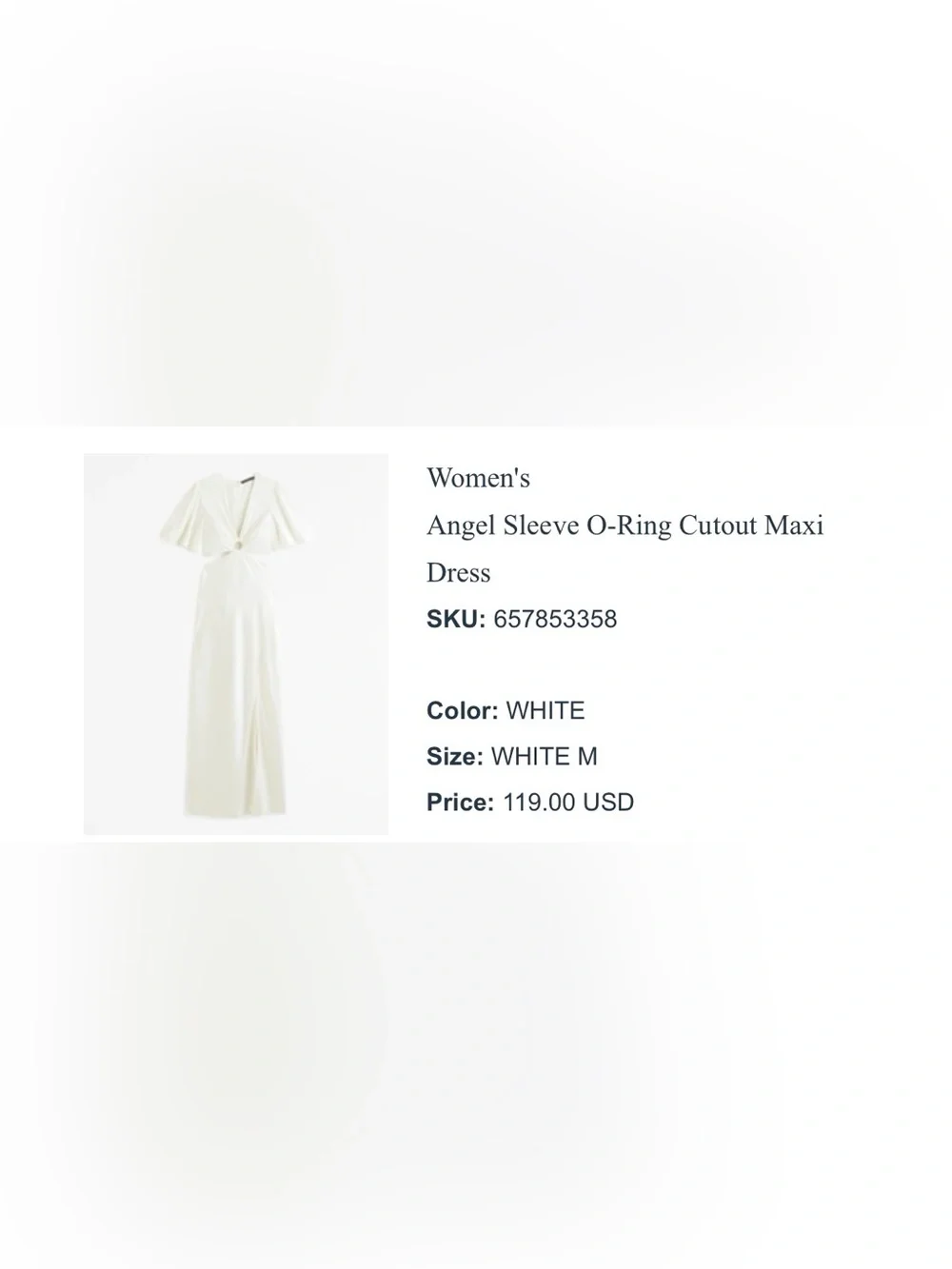 Abercrombie Angel Sleeve Maxi Dress with cut outs and ring detail